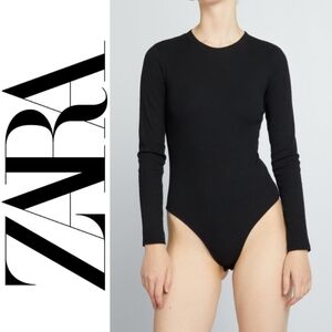 Zara Long Sleeve Bodysuit, Black
